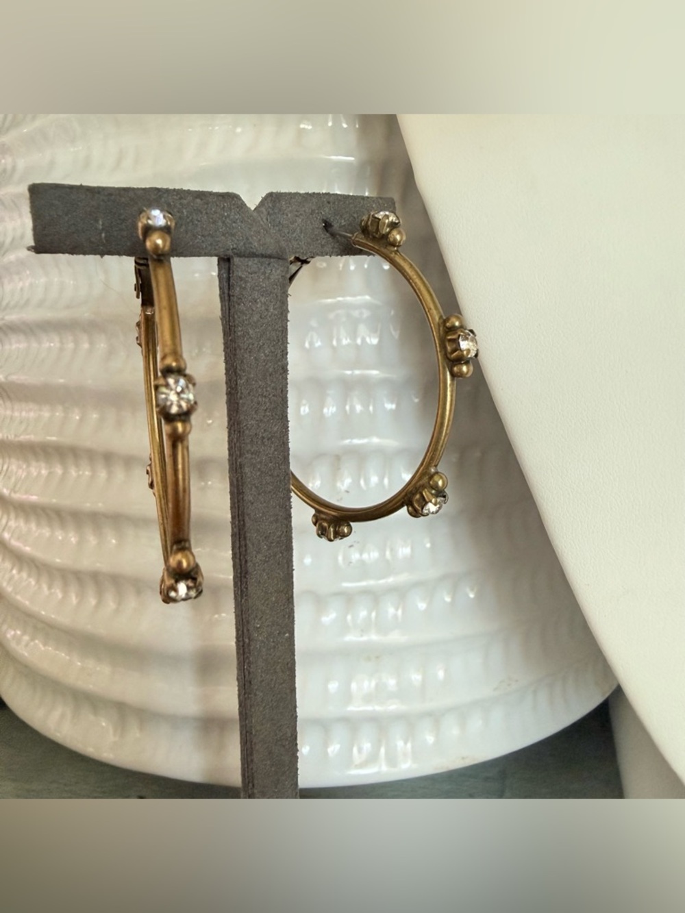 Sorrelli Crystal Brass Tone Hoop Earrings - Picture 6 of 9